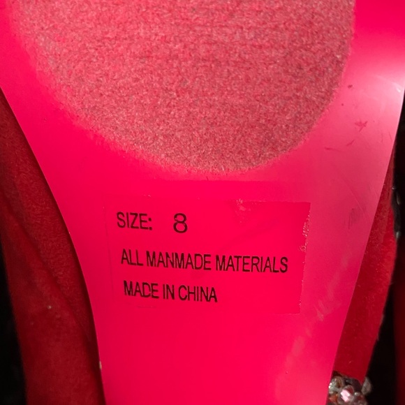 Qupid Vibrant St. Louis Cardinals Red Heels with Rhinestone Embellishments - Picture 7 of 8